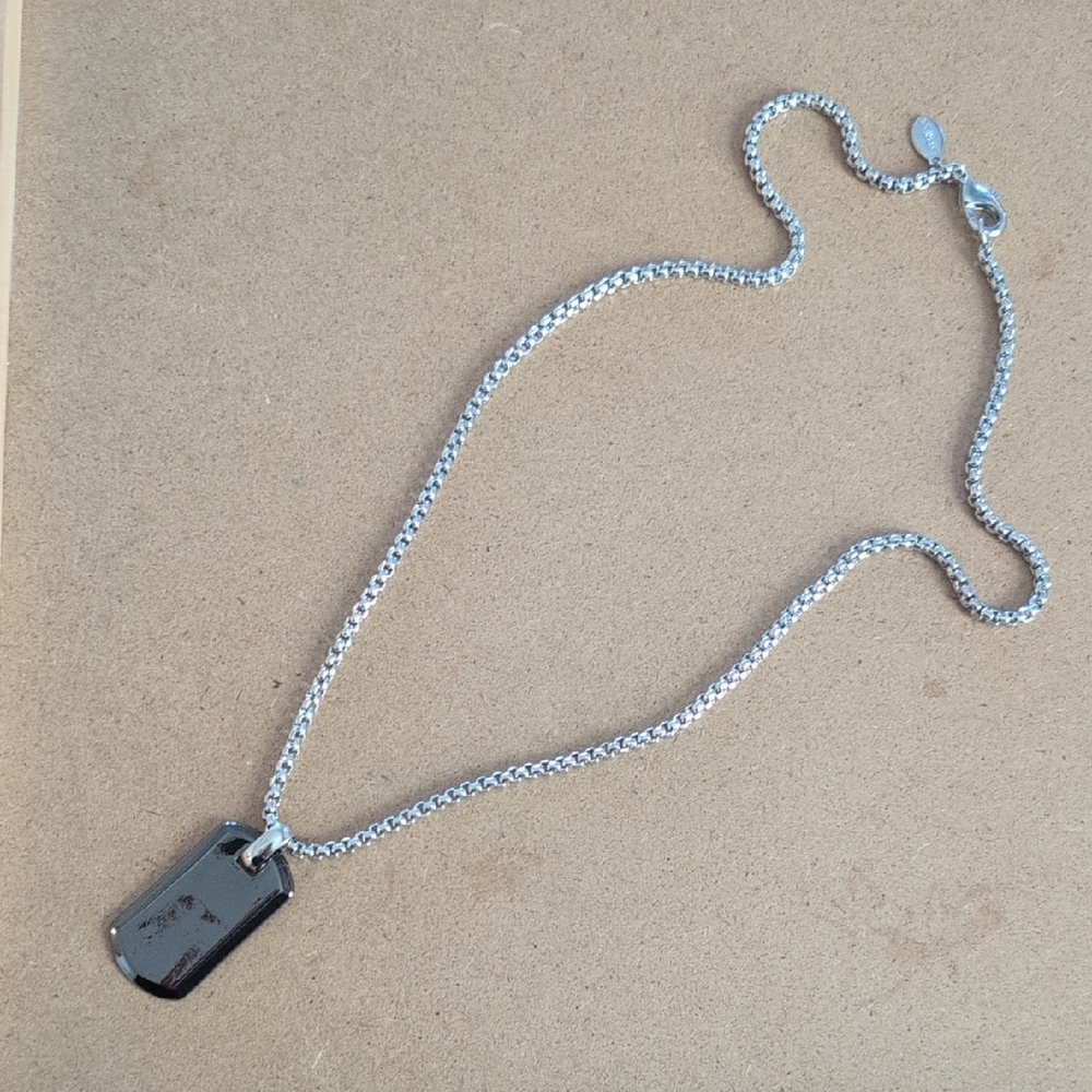 Express Silver Dog Tag Chain Necklace